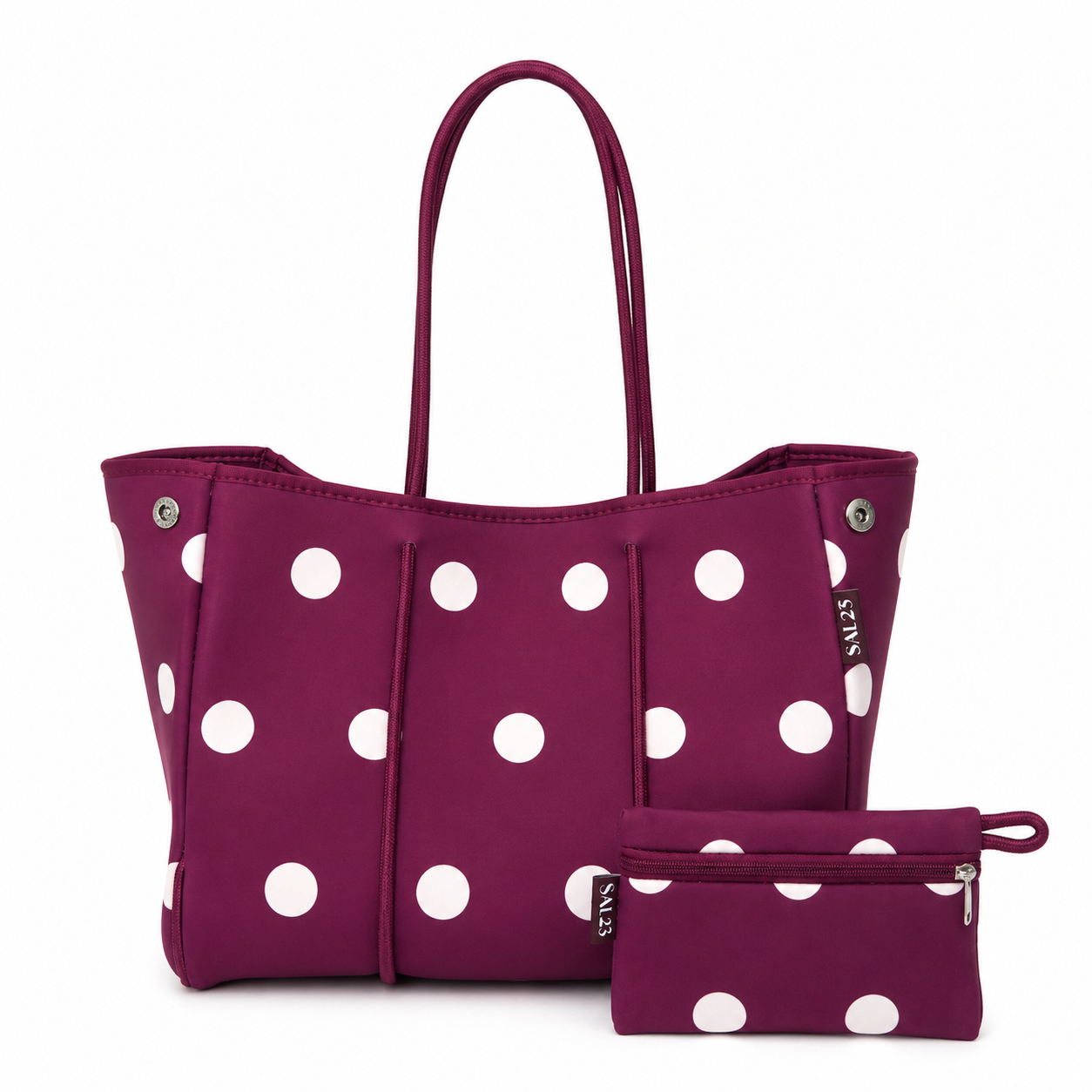 The Polka Dots Tote Bag - Berry & Light ivory dots
