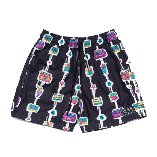 BLACK RETRO SWIMTRUNK